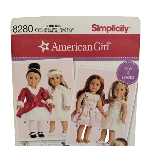 American Girl Home Sewing Pattern For Dolls Simplicity 8280 Doll Dresses UNCUT - Picture 2 of 8
